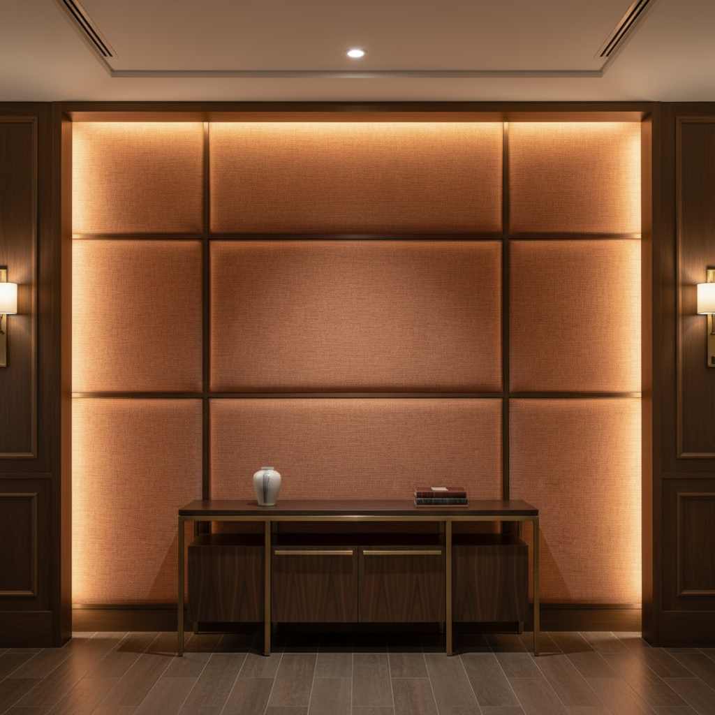 Abaca - Terracotta Weave Tekloom Performance Upholstered Wall Panel | Architectural Fabrics