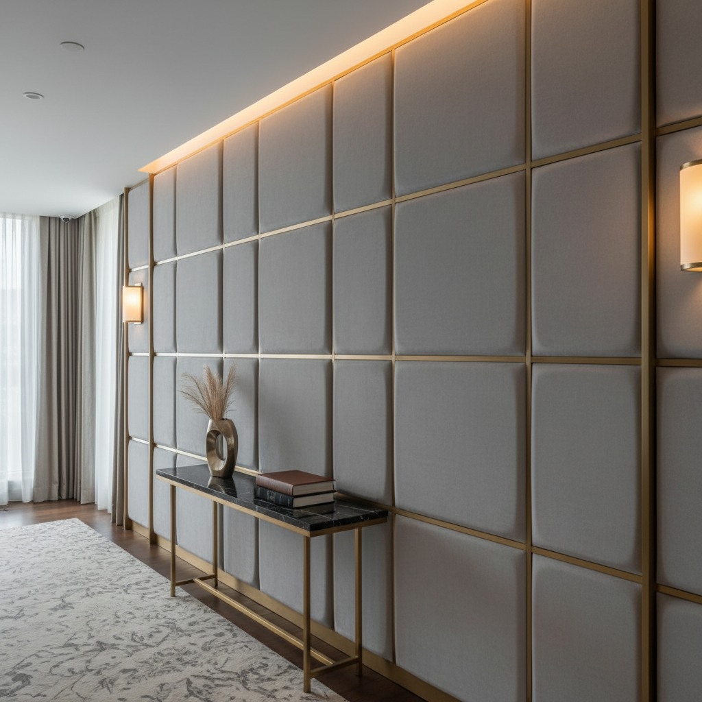 Yorktown Dove Contemporary Upholstered Wall Panel | Architectural Fabrics