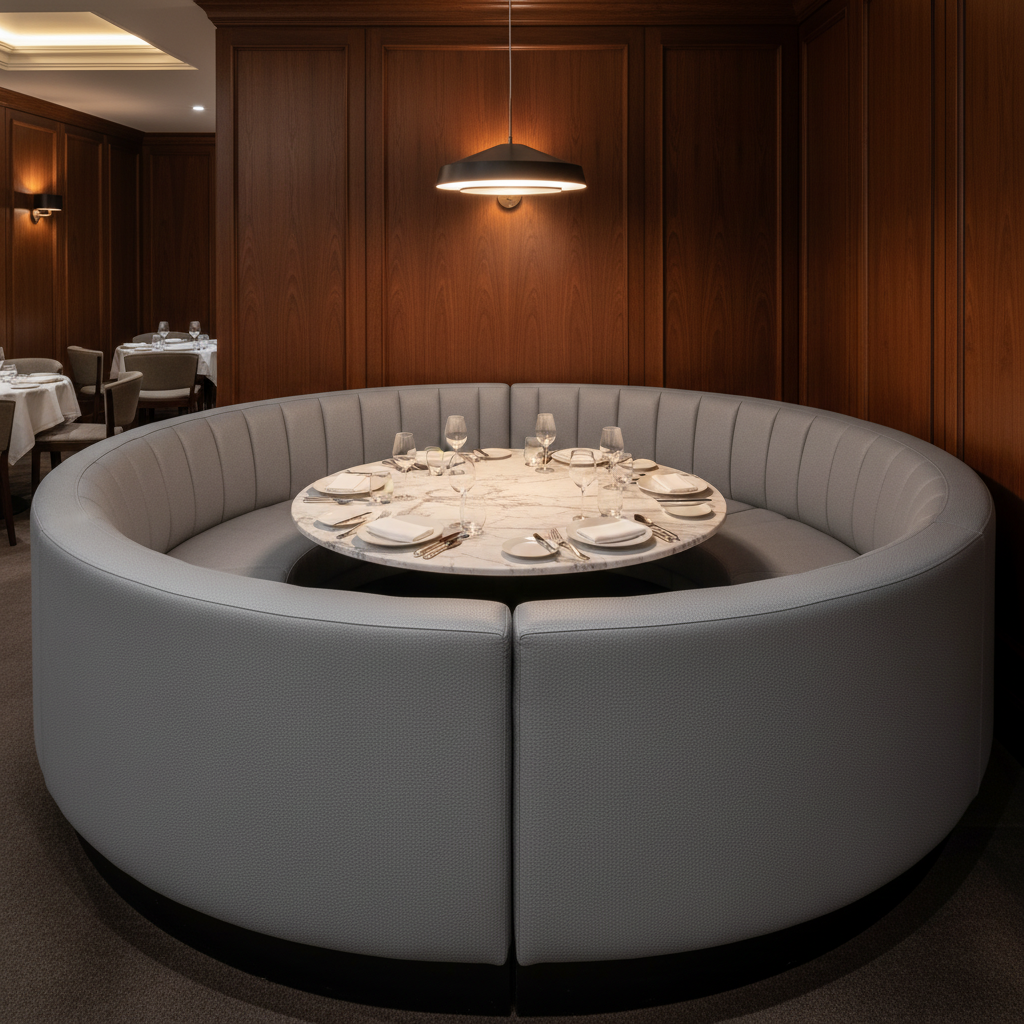 Algiers - Slate Gray Performance Vinyl Upholstered Banquette | Architectural Fabrics