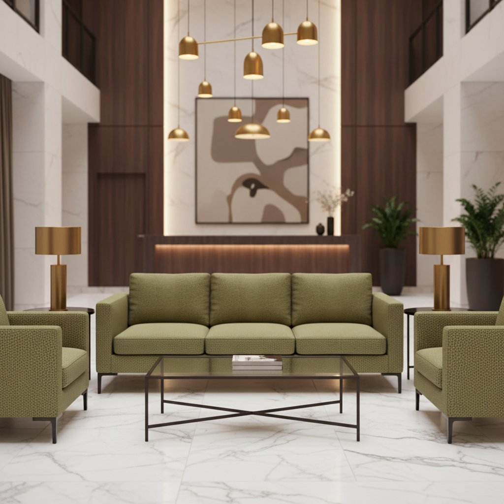 Snake Cay - Moss Upholstered Sofa | Architectural Fabrics