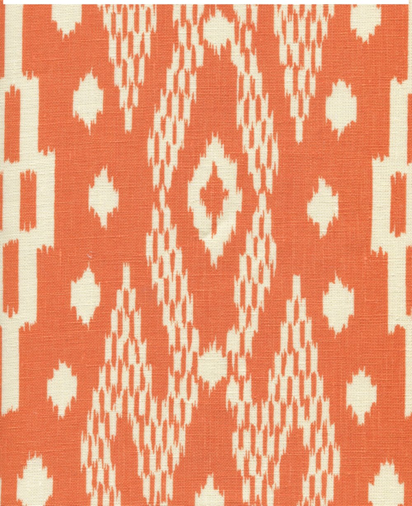 Andros Batik Orange on Tinted Linen Screen Printed Fabric | China Seas