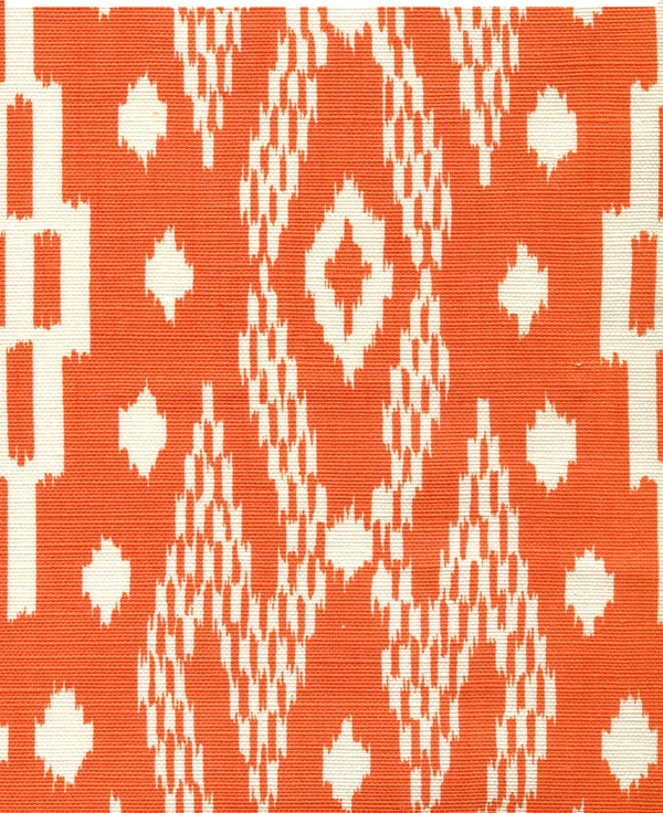 Andros Batik Orange on Tinted Linen Cotton Screen Printed Fabric | China Seas