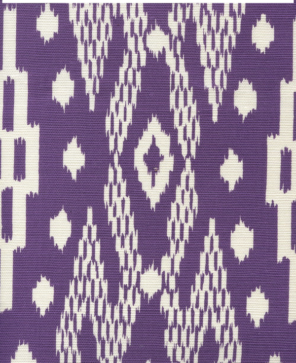 Andros Batik Purple on Tinted Linen Cotton Screen Printed Fabric | China Seas