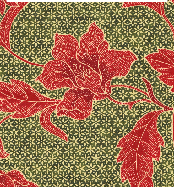 Andros Batik Greens Terracotta Screen Printed - Off-White Fabric | China Seas