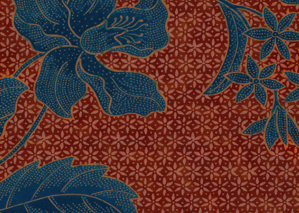 Andros Batik Camels Blues Screen Printed - White Fabric | China Seas