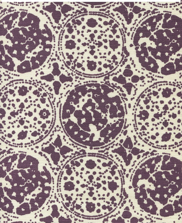 Bodri Batik Purple on Tint Screen Printed - Off-White Fabric | China Seas