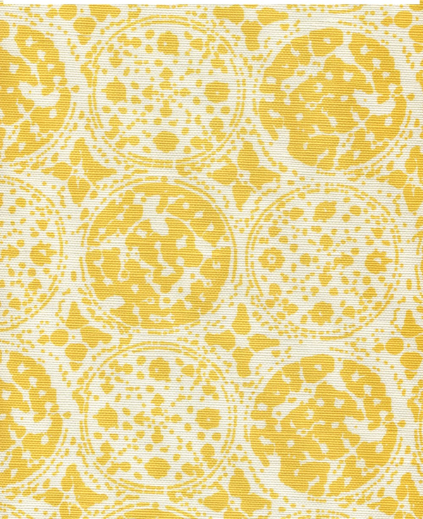 Bodri Batik Yellow on Tint Screen Printed - Off-White Fabric | China Seas