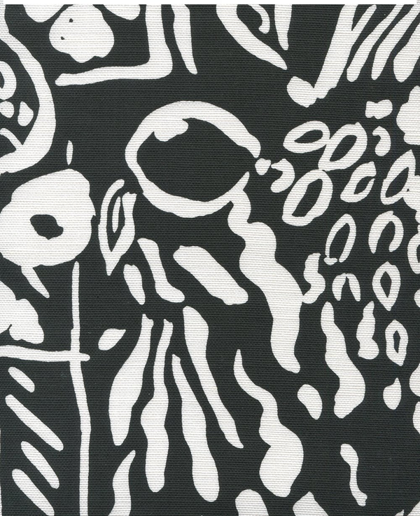 Bonaire Ii Black on White Screen Printed - White Fabric | China Seas