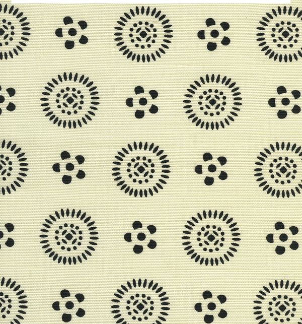 Carna Black on Tint Screen Printed - White Fabric | China Seas