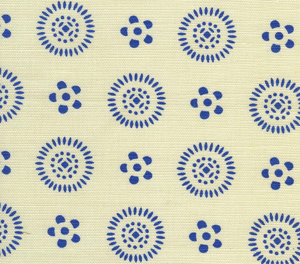 Carna Blue on Tint Screen Printed - Off-White Fabric | China Seas