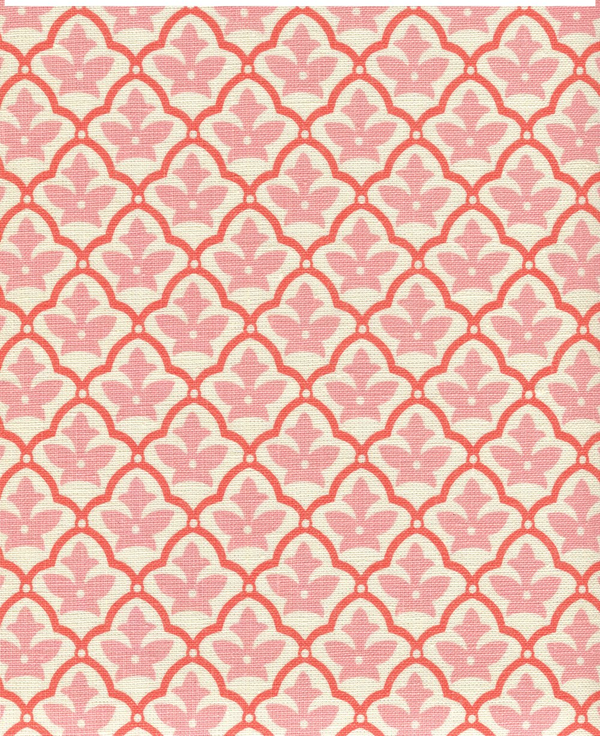 Cumberland Pink on Tint Screen Printed - White Fabric | China Seas