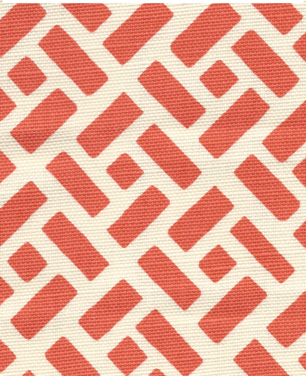 Edo Grande Brown on Tint Screen Printed - White Fabric | China Seas