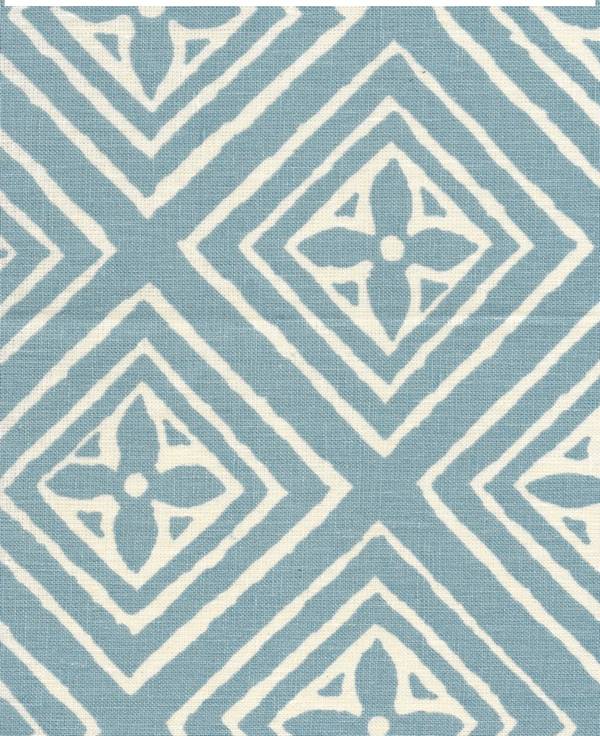 Fiorentina Grande China Blue Screen Printed - Taupe Fabric | China Seas