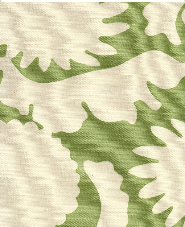 Flora Background Jungle Green on Tint Screen Printed Fabric | China Seas