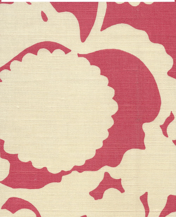 Flora Background Magenta on Tint Screen Printed Fabric | China Seas