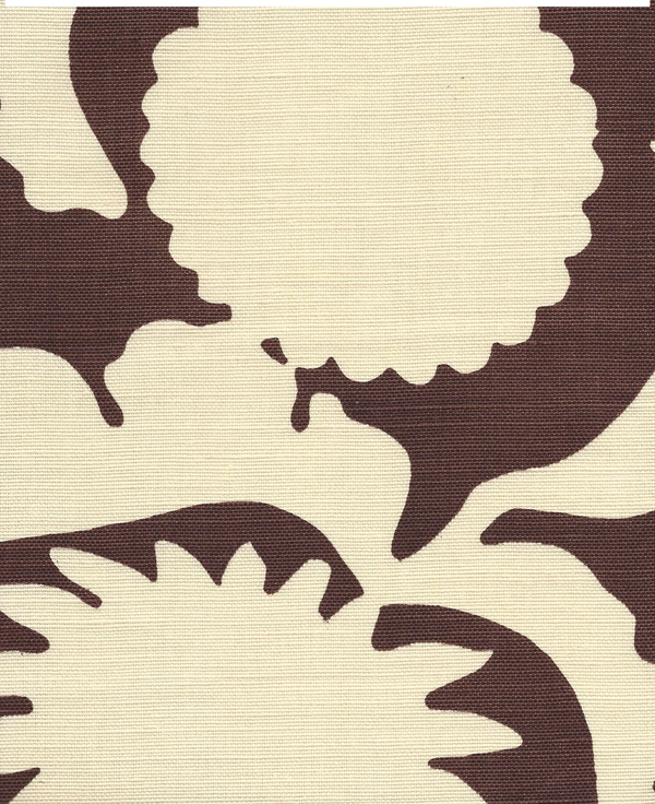 Flora Background New Brown on Tint Screen Printed Fabric | China Seas
