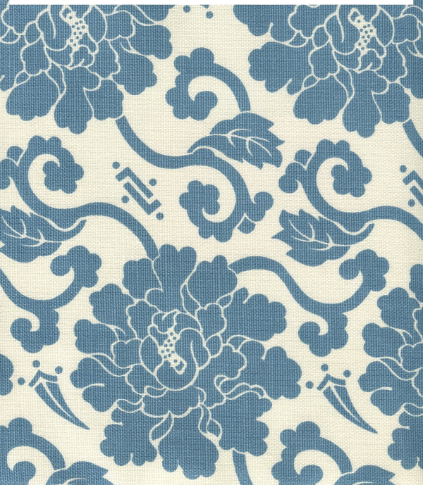 Florals Blue on Tint Screen Printed - Periwinkle Fabric | China Seas