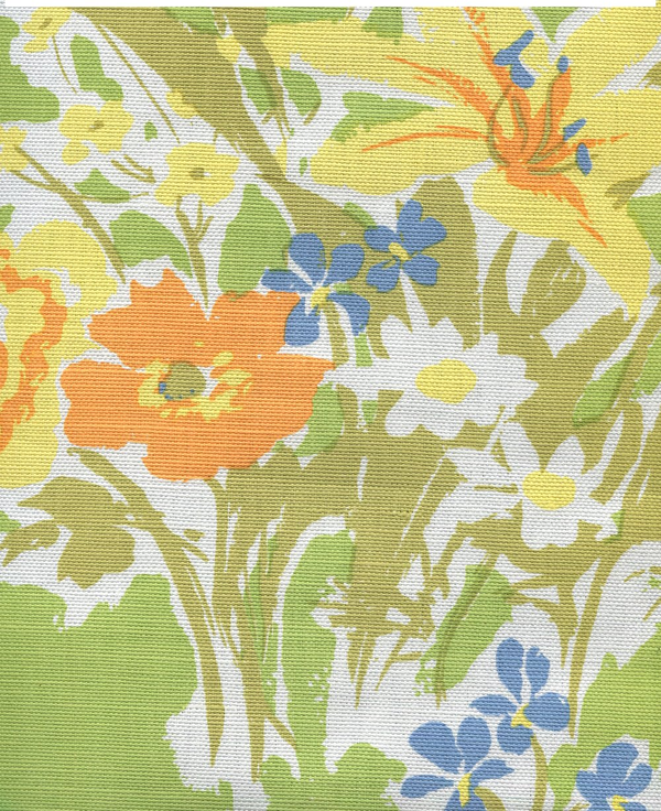 Flowers II Background New Navy on Tint Screen Printed Fabric | China Seas