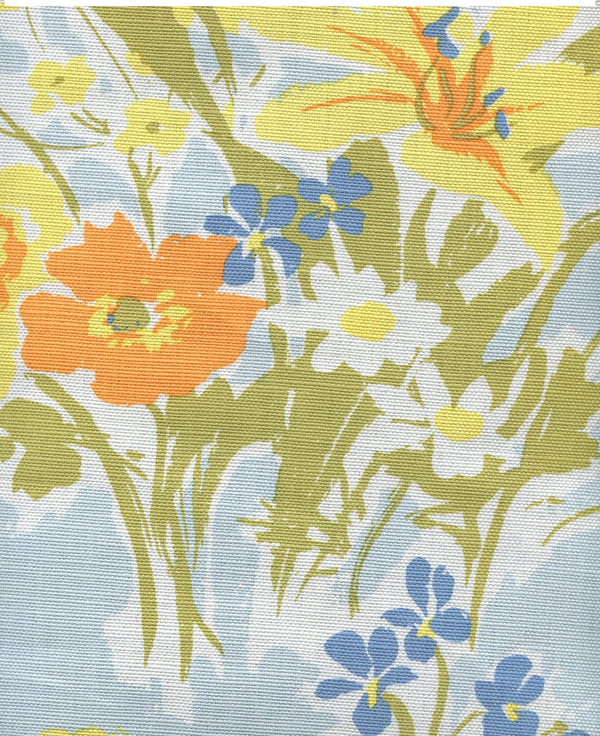 Flowers II Background Yellow on Tint Screen Printed Fabric | China Seas