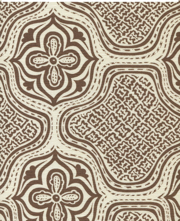 Hmong Batik Brown on Tint Screen Printed - Peach Fabric | China Seas