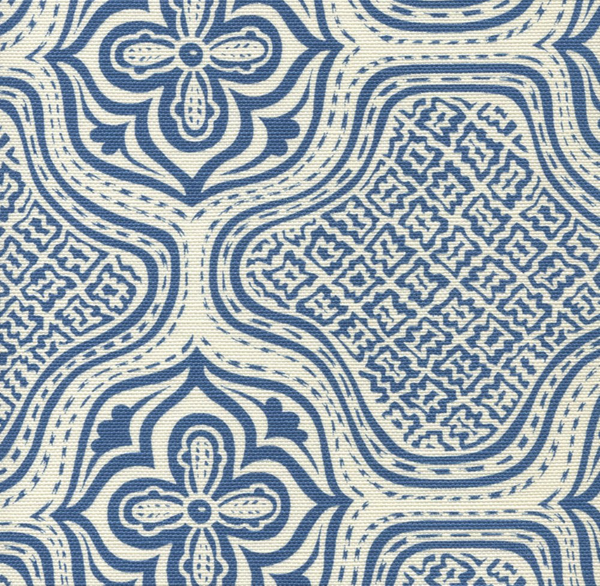 Hmong Batik New Navy on Tint Screen Printed - Off-White Fabric | China Seas