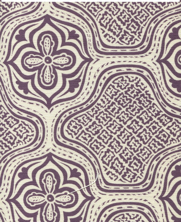 Hmong Batik Purple on Tint Screen Printed - Off-White Fabric | China Seas