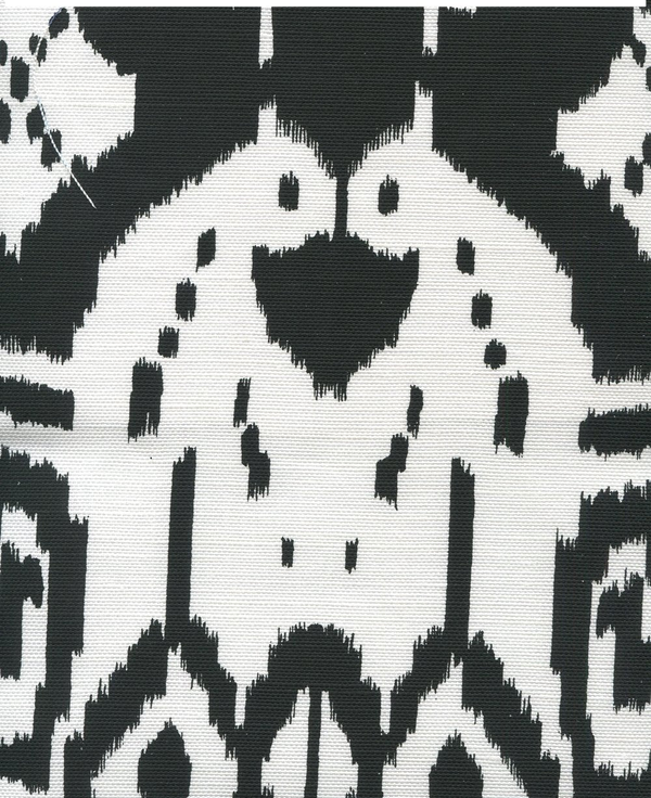 Island Ikat Black on White Screen Printed - White Fabric | China Seas
