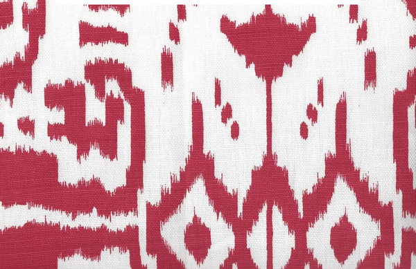 Island Ikat Dark Red on White Screen Printed - White Fabric | China Seas