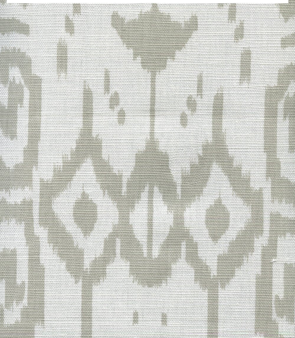 Island Ikat Dove Gray on White Screen Printed - White Fabric | China Seas