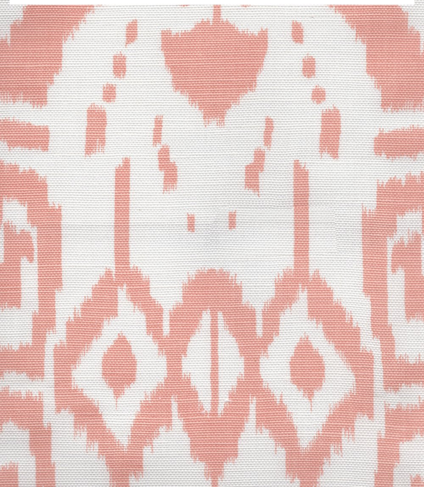 Island Ikat Light Salmon on White Screen Printed Fabric | China Seas