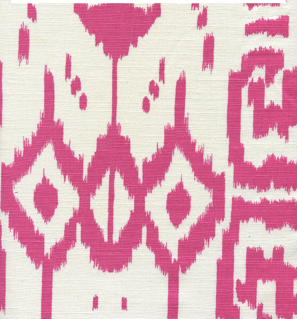 Island Ikat Magenta on White Screen Printed - White Fabric | China Seas