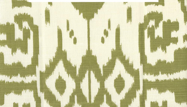Island Ikat Pistachio on Tint Screen Printed - Off-White Fabric | China Seas