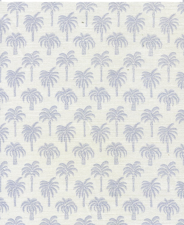Island Palm Cornflower Screen Printed - White Fabric | China Seas