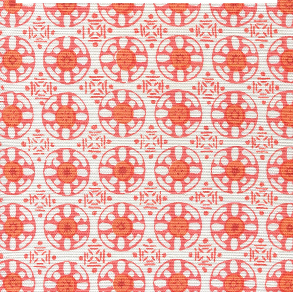 Kediri Batik Bright Orange Brick Screen Printed Fabric | China Seas