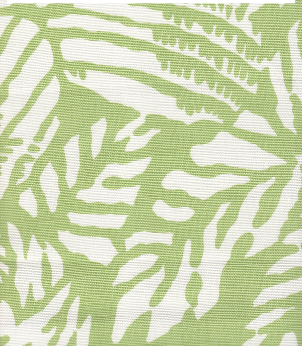 Macambo Lettuce on White Screen Printed - Off-White Fabric | China Seas