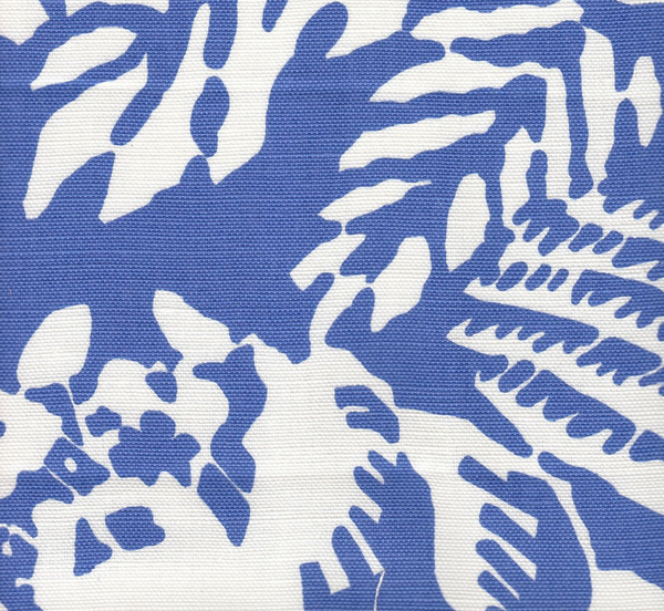 Macambo Blue on White Screen Printed - Light Blue Fabric | China Seas
