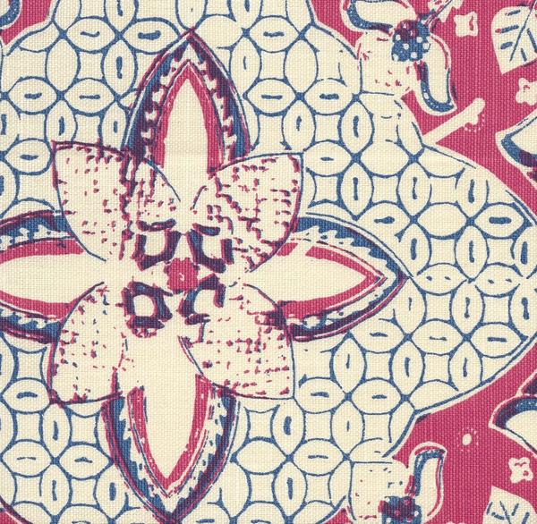 New Batik Magenta New Navy on Tint Screen Printed Fabric | China Seas