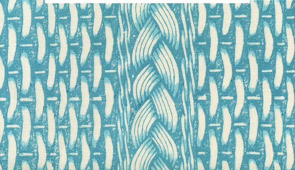 New Shadows Turquoise on White Screen Printed - Off-White Fabric | China Seas