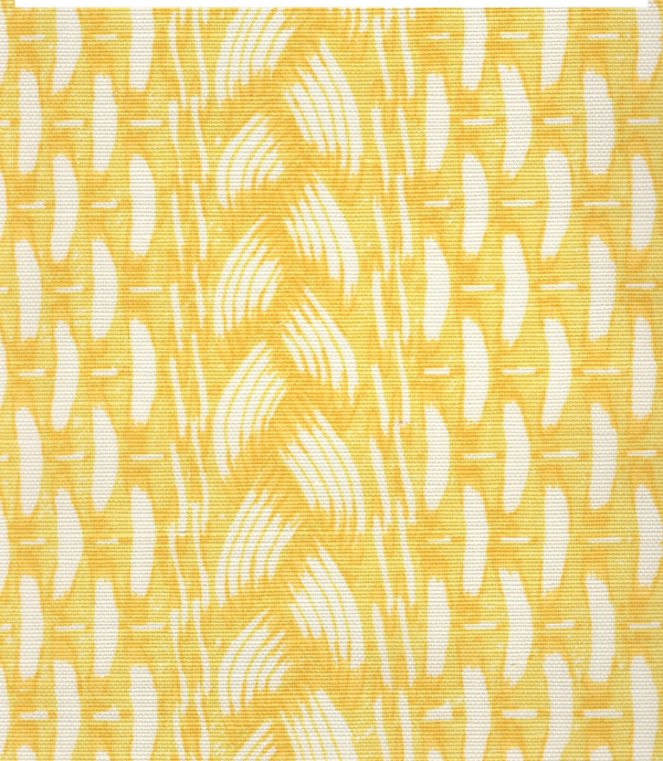 New Shadows Yellow on White Screen Printed - Off-White Fabric | China Seas