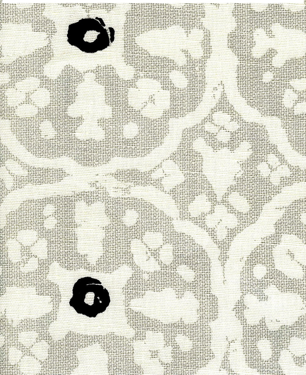 Nitik Grande Gray Black on Tint Screen Printed Fabric | China Seas