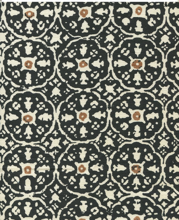 Nitik Ii Black Brown on Tint Screen Printed - Off-White Fabric | China Seas