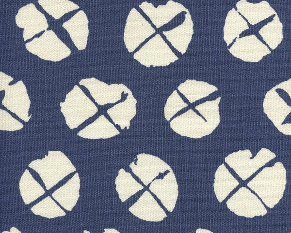 Obi Ii Reverse Navy on Tint Screen Printed - Navy Fabric | China Seas