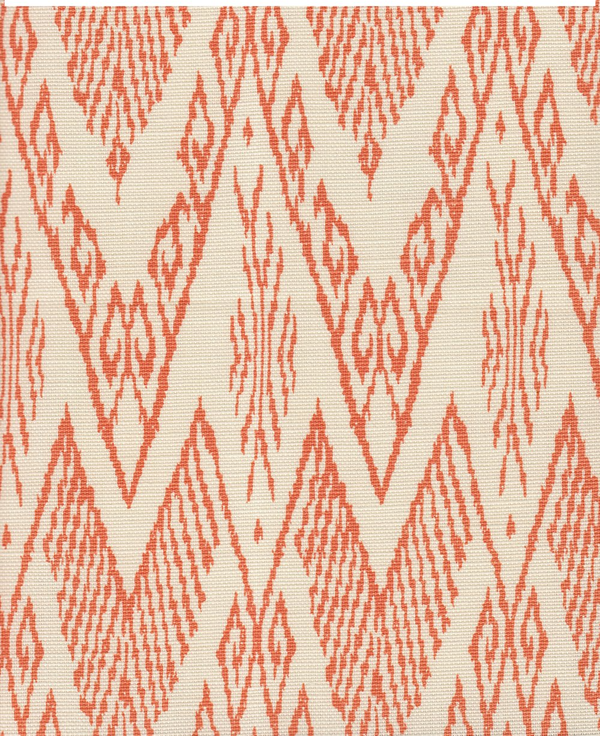 Raffles Peach Peach on Tint Screen Printed - White Fabric | China Seas