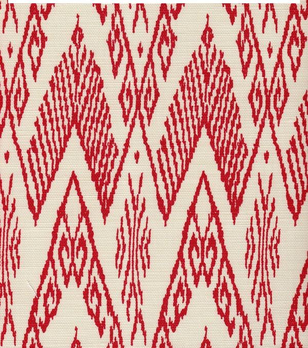 Raffles Red Red on Tint Screen Printed - White Fabric | China Seas