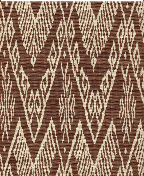 Raffles Reverse Brown on Tint Screen Printed - White Fabric | China Seas