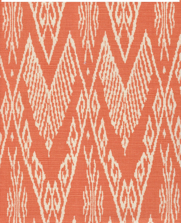 Raffles Reverse Peach on Tint Screen Printed - White Fabric | China Seas