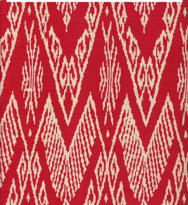 Raffles Reverse Red on Tint Screen Printed - White Fabric | China Seas