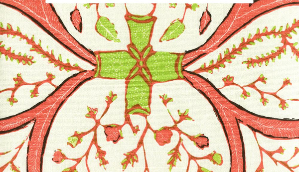 Salong Batik Multi Melon Medium Jungle Screen Printed Fabric | China Seas