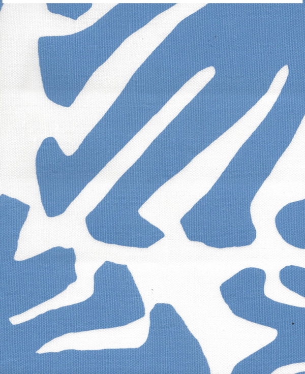 Sigourney Blue on White Screen Printed Fabric