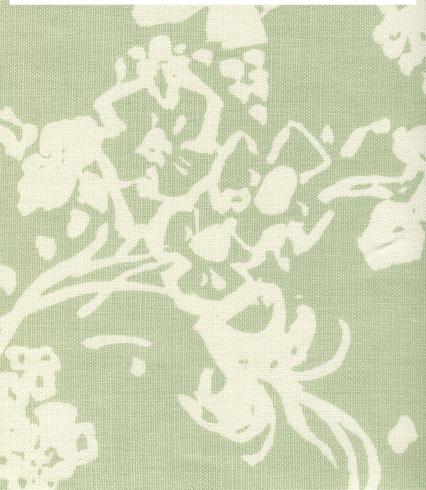 Silhouette Reverse French Green on Tint Screen Printed Fabric | China Seas